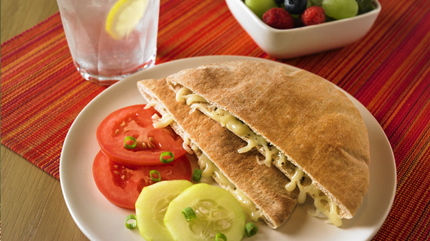 Baked Pita with Cheese Tomatoes and Cucumbers