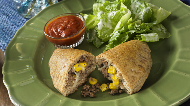 Calzones with Creamy Caesar Salad 