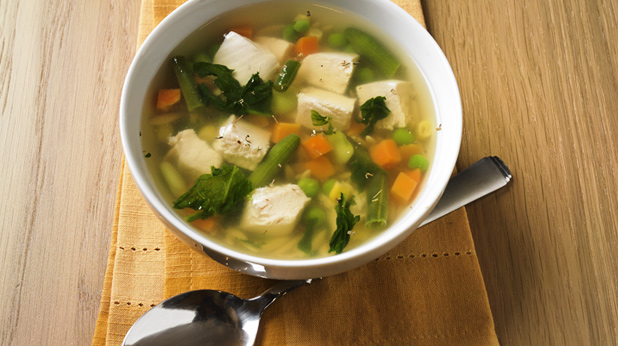 Chicken Vegetable Soup with Orzo and Spinach