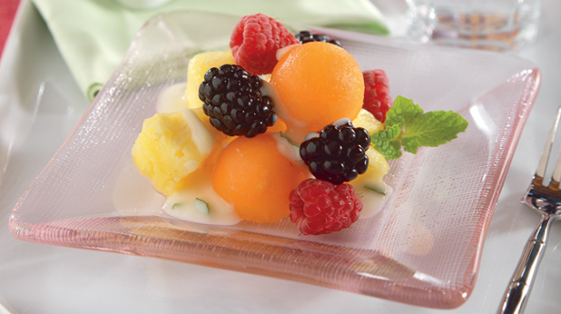 Fruit Salad with Lemon Mint Yogurt Dressing