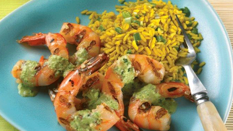 Grilled Shrimp with Mint Salsa Verde