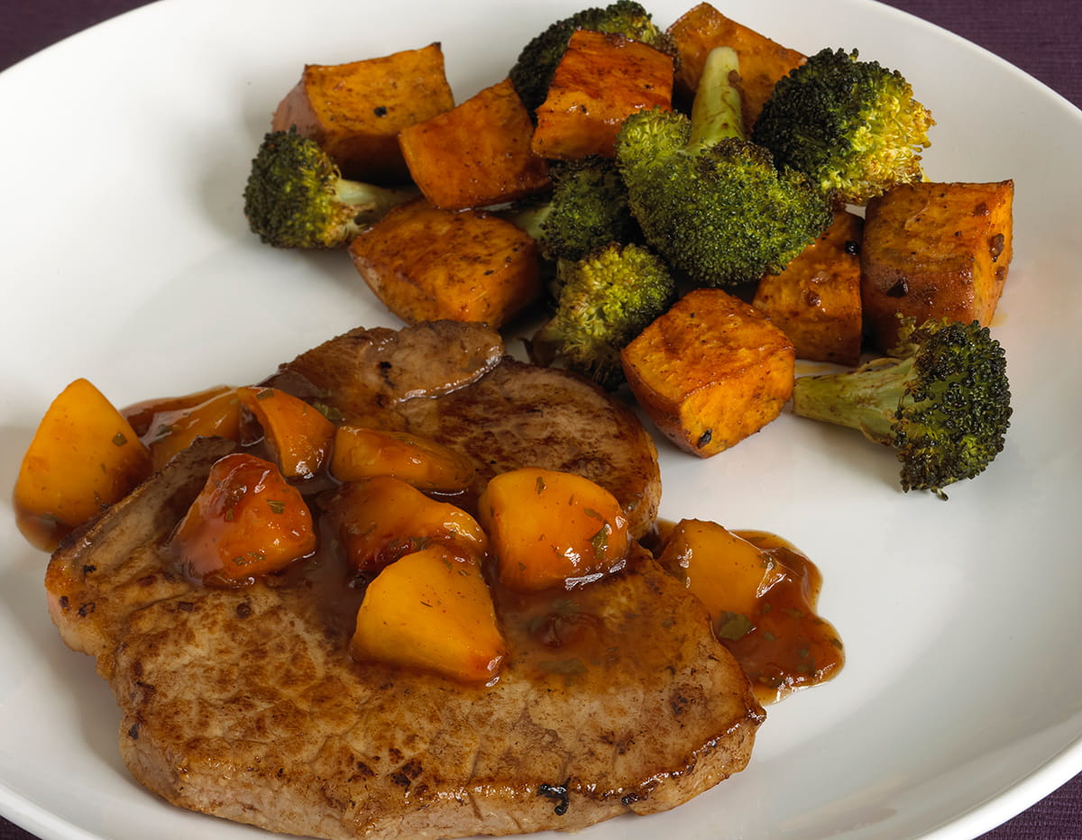 Porkchops With Balsamic Peach-Glaze