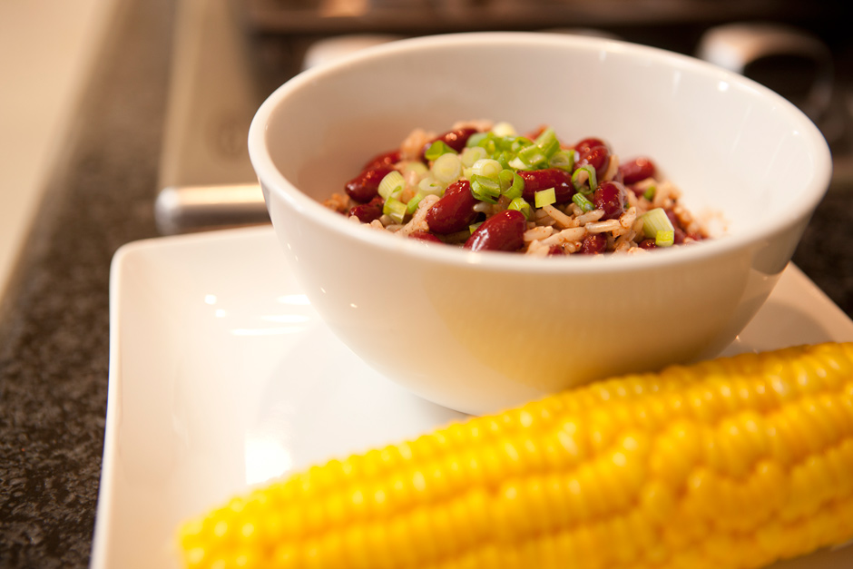 Red Beans and Rice with Corn on the Cob