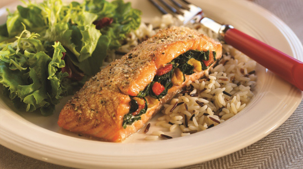 Spinach Stuffed Baked Salmon