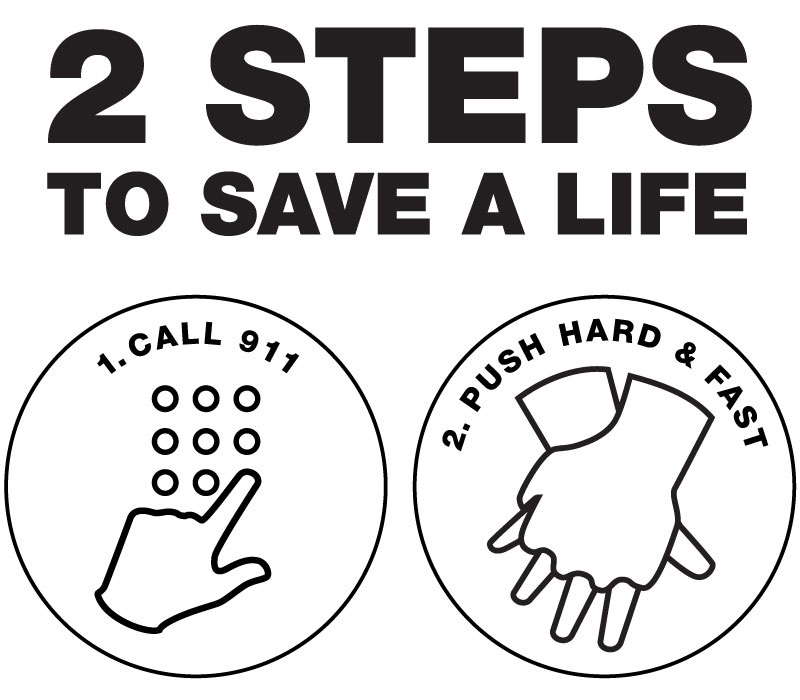 2 STEPS TO SAVE A LIFE 1. CALL 911 2. PUSH HARD & FAST