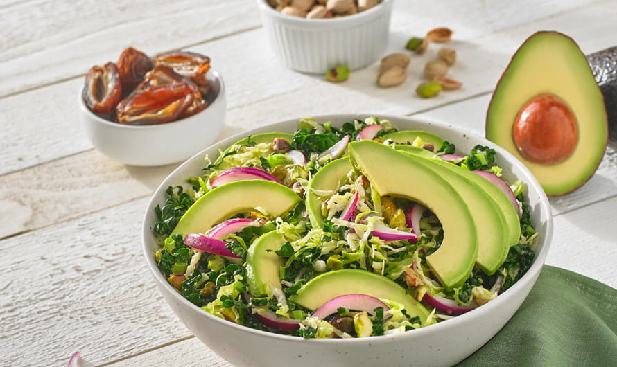Avocado, Brussels Sprouts, Kale and Date Salad