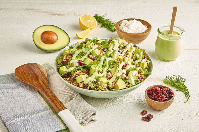 Avocados From Mexico Farro Salad with Lemon Fresh Dill Dressing Heart-Check certified recipe