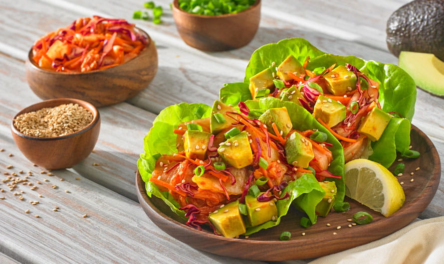 Korean Avocado Kimchi Salad Cups