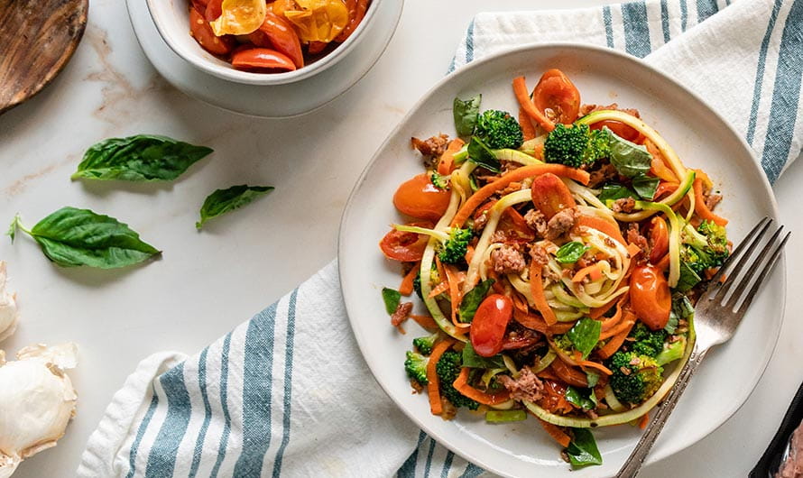 Plant-based Beef Italian Zoodles