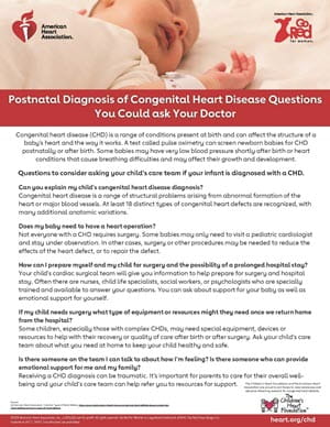 Postnatal CHD Diagnosis Questions to Ask Your Doctor