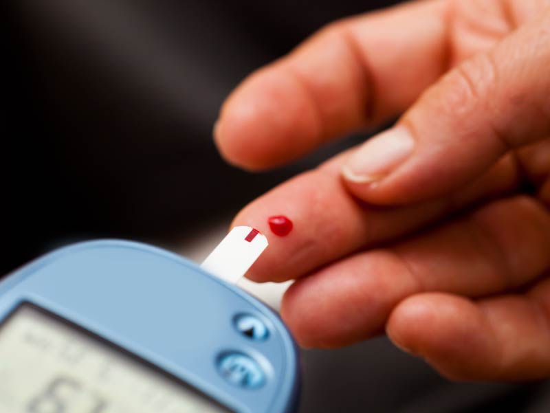 Finger prick: testing blood for insulin