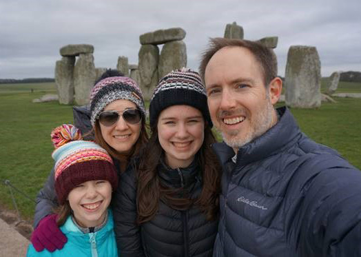 The Crumbley family at Stonehenge before flying back to the US in March. From left: Susan, Alexis, Claire and Christopher Crumbley. (Photo courtesy of Alexis Crumbley)