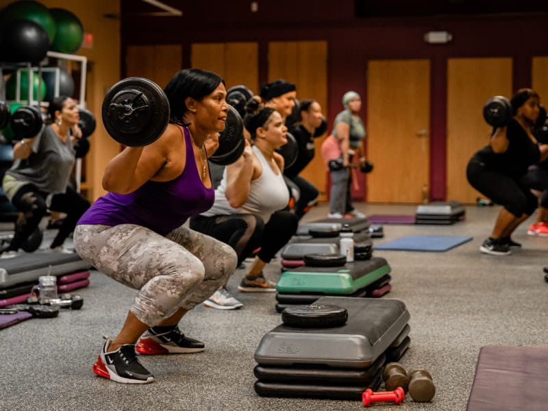 A strength-training class at Boston-based HealthWorks Community Fitness in 2019. (Photo by Kelsey Converse Photography)