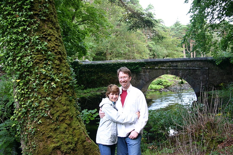 Doug Behan and Lise Deguire on the grounds of Ballynahinch Castle in Connemara, Ireland in July 2009. (Photo courtesy of Lise Deguire)