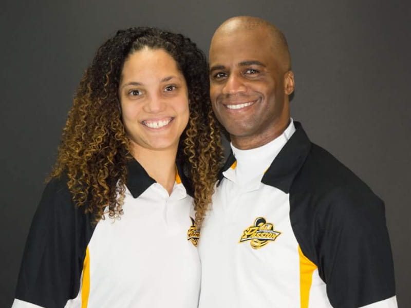 Heart attack survivor Tammy Spencer Bey (left) and her husband, Barata, are coaches of the Pittsburgh Passion football team. (Photo courtesy of Pittsburgh Passion)