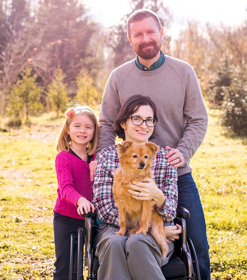 Lisa Anderson with her family. Clockwise from left: Daughter Everly, husband Jacob, Lisa and the family dog, Ivy.(Photo by Amanda Orelman Photography)