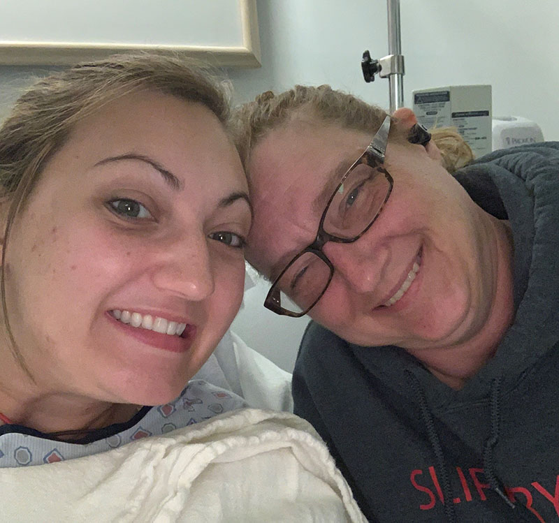 Veronica Cardello with her mom, Monica, while recovering in the hospital. (Photo courtesy of Veronica Cardello)