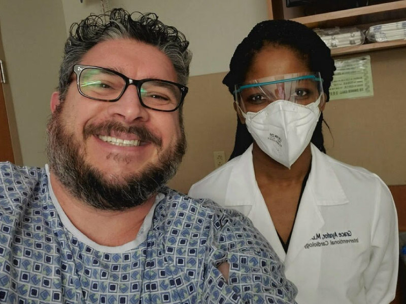 Heart attack survivor Renick Blosser (left) with his surgeon, Dr. Grace Ayafor. (Photo courtesy of Renick Blosser)