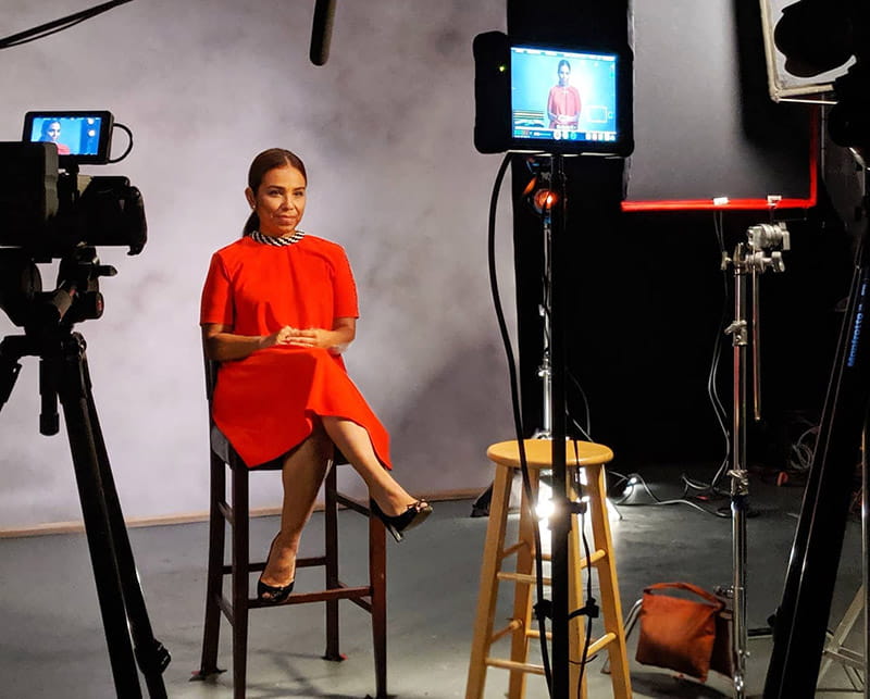 Dr. Bertha Hidalgo being interviewed on behalf of the American Heart Association.