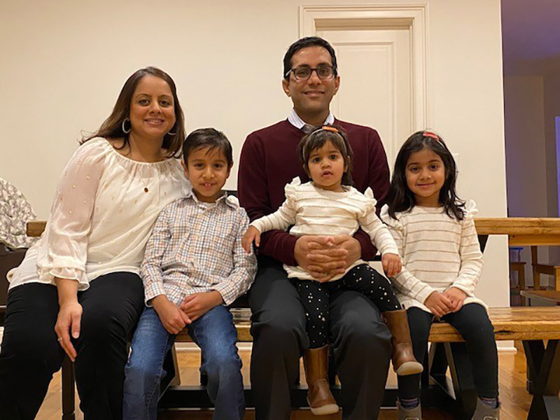 Dr. Kevin Sheth, Dr. Sangini Sheth and their children. (Photo courtesy of Dr. Kevin Sheth)