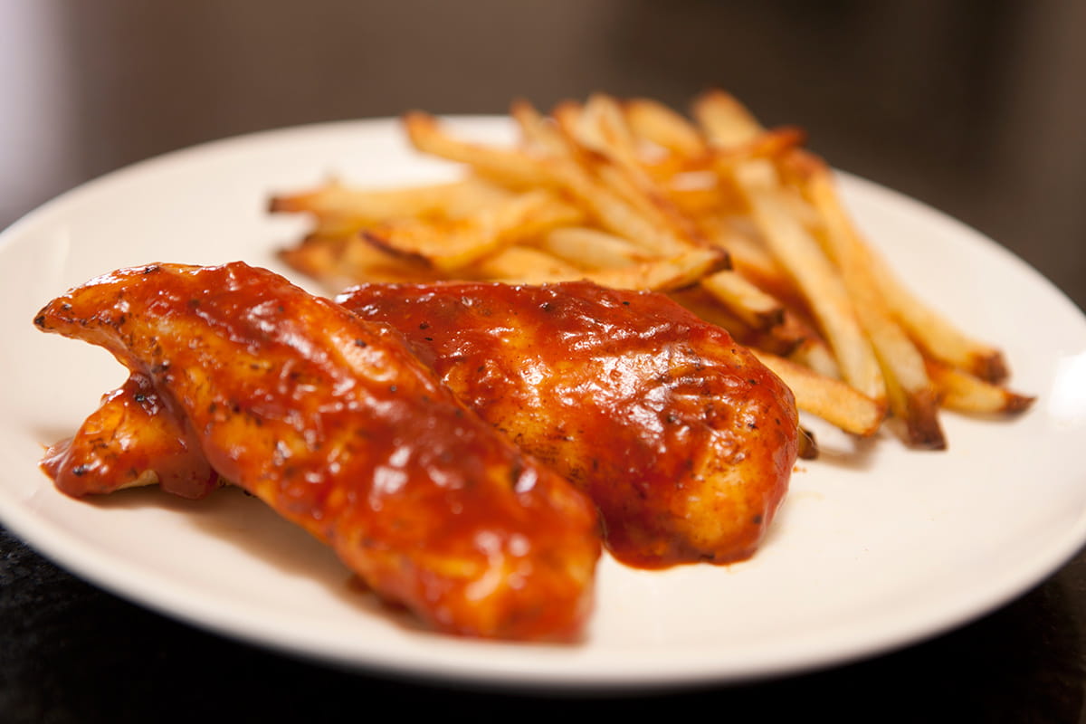 Barbeque Glazed Chicken Tenders And Oven Fries American Heart Association Recipes