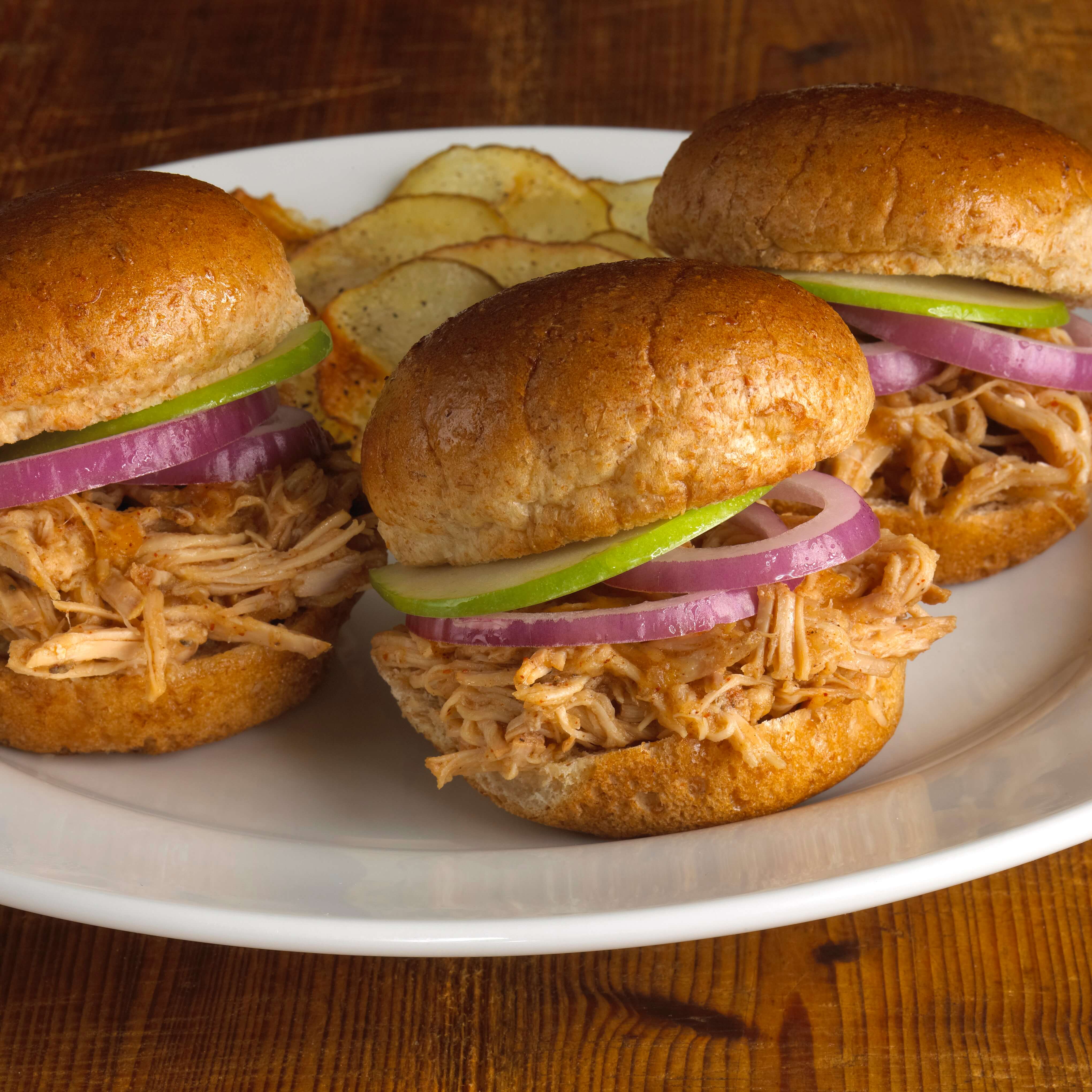 BBQ Pulled Pork Sliders with Homemade Potato Chips American Heart