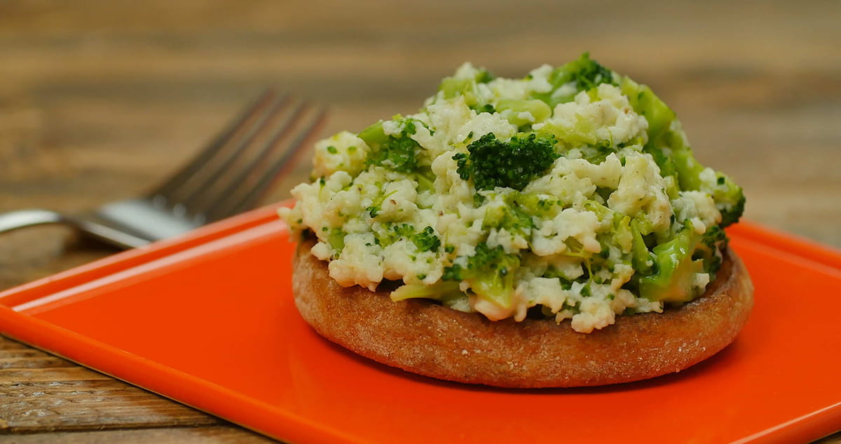 Broccoli And Cheese Egg White Scramble On Whole Wheat English