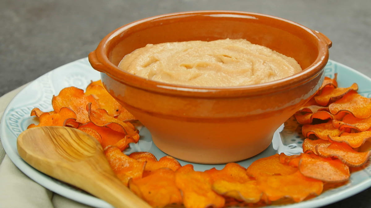 Buffalo White Bean Hummus With Oven Baked Sweet Potato Chips American Heart Association Recipes