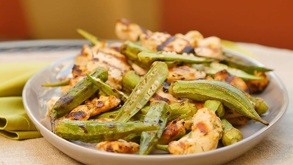 Grilled Lemon Garlic Chicken With Grilled Okra American Heart Association Recipes