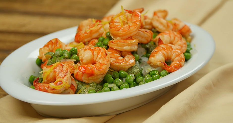 Lemongrass Shrimp with Spring Pea Salad Lemongrass Shrimp with Spring Pea Salad