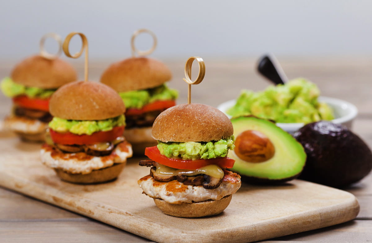 Turkey Sliders With Avocado Mushrooms And Swiss Cheese American Heart Association Recipes