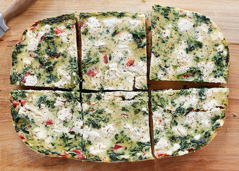 Greek Frittata With Spinach Goat Cheese And Roasted Red Bell Peppers American Heart Association Recipes