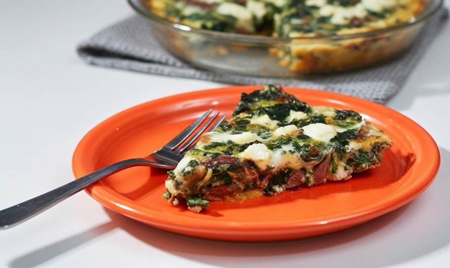 Turkey Bacon and Spinach Quiche with Sweet Potato Crust