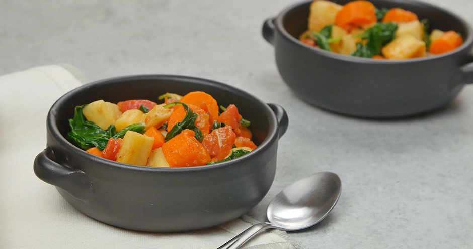 Roasted Root Vegetables with Tomatoes and Kale