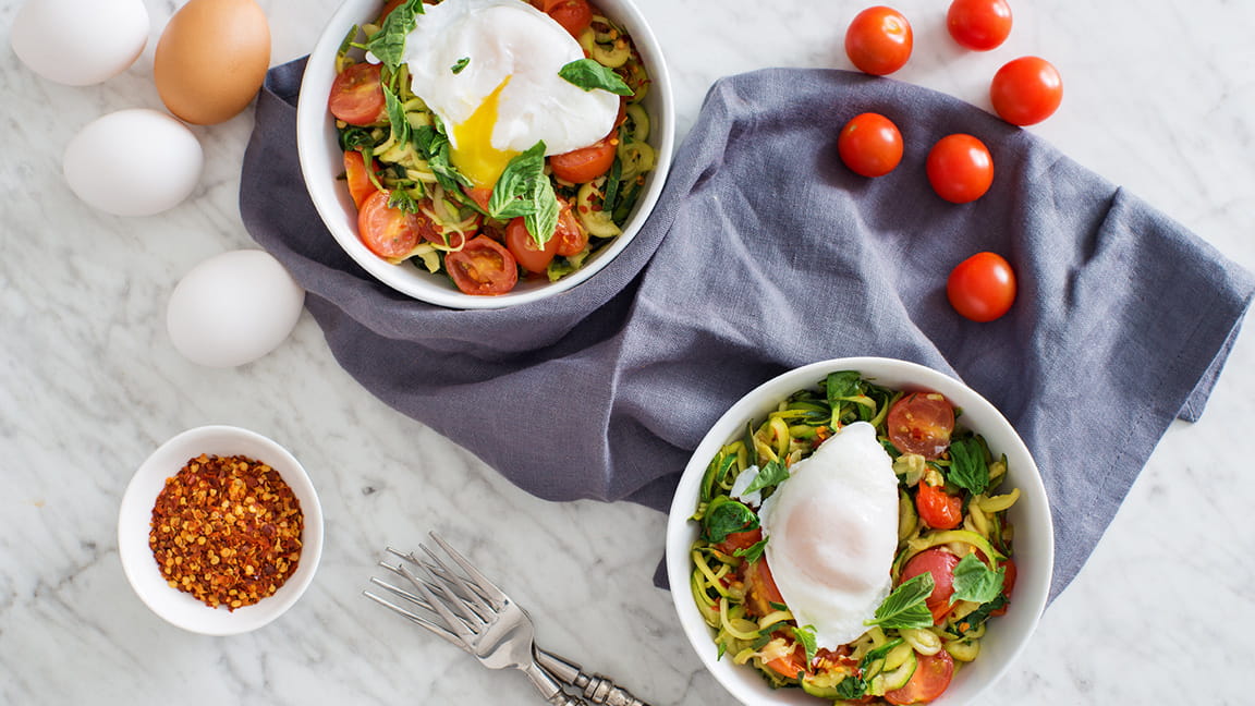 Zucchini Noodles with Poached Egg Topper