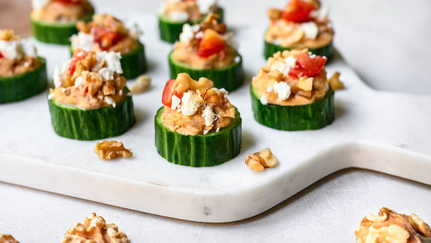 California Walnut Board Greek Cucumber Walnut Bites Heart-Check Certified recipe